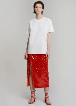 ROTATE Caitlin Skirt - Mandarin Red