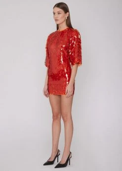 ROTATE Jasy Dress - Mandarin Red