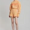 The Frankie Shop ROTATE Susanna Knit Shorts - Orange Pop CLOTHING