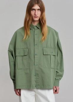 The Frankie Shop Men Seb Cargo Shirt - Army Green