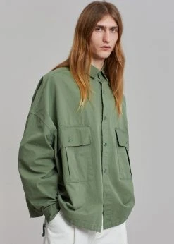 The Frankie Shop Men Seb Cargo Shirt - Army Green