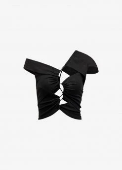 CLOTHING Sid Neigum Asymmetrical Cutout Tension Blouse - Black