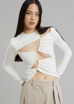 Sid Neigum Tension Cutout Top - Cream CLOTHING
