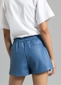 The Frankie Shop Sophia Faux Leather Shorts - Blue