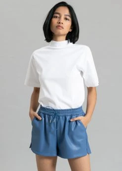 The Frankie Shop Sophia Faux Leather Shorts - Blue