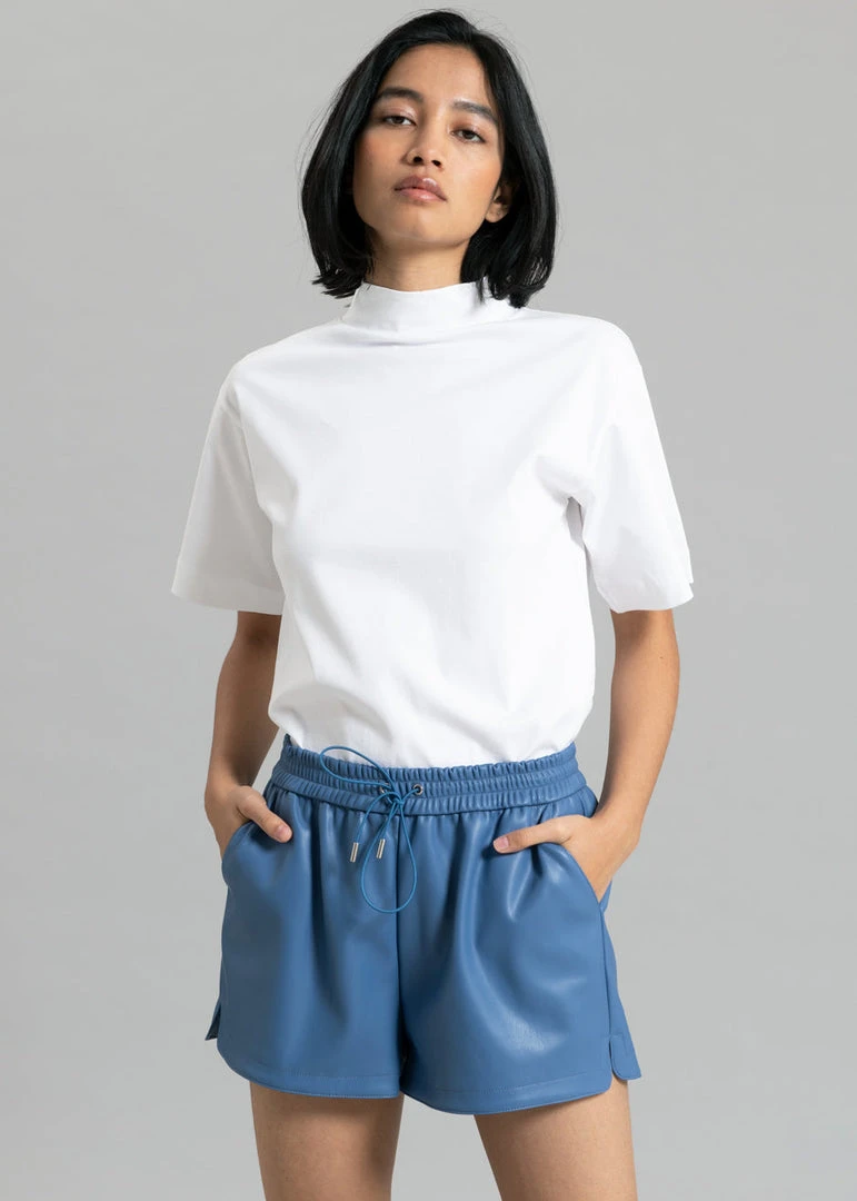 The Frankie Shop Sophia Faux Leather Shorts - Blue