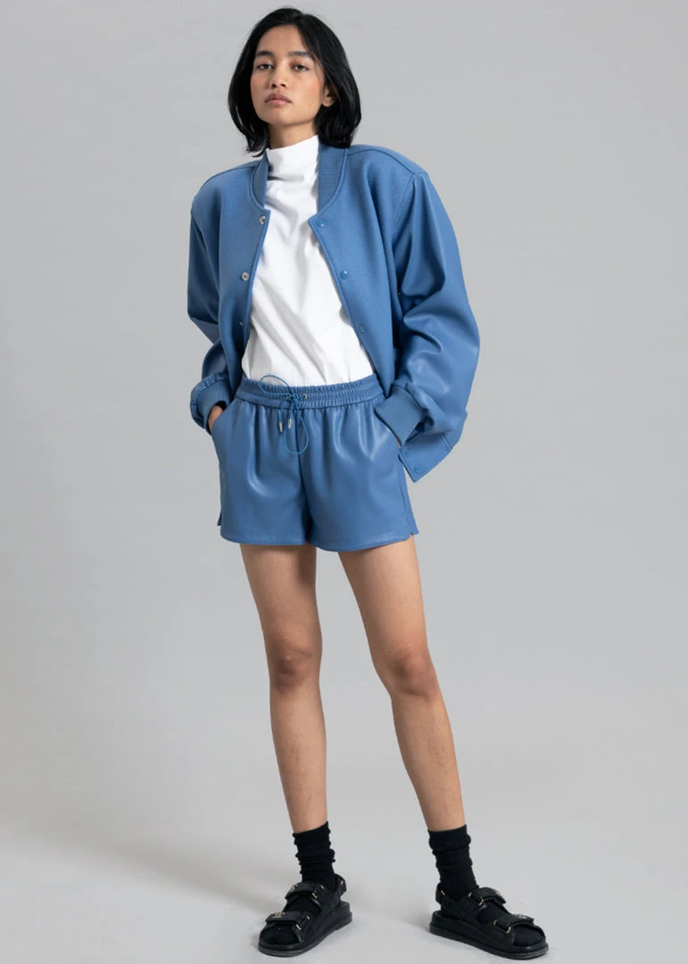 The Frankie Shop Sophia Faux Leather Shorts - Blue