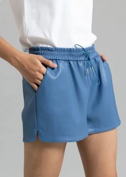 The Frankie Shop Sophia Faux Leather Shorts - Blue