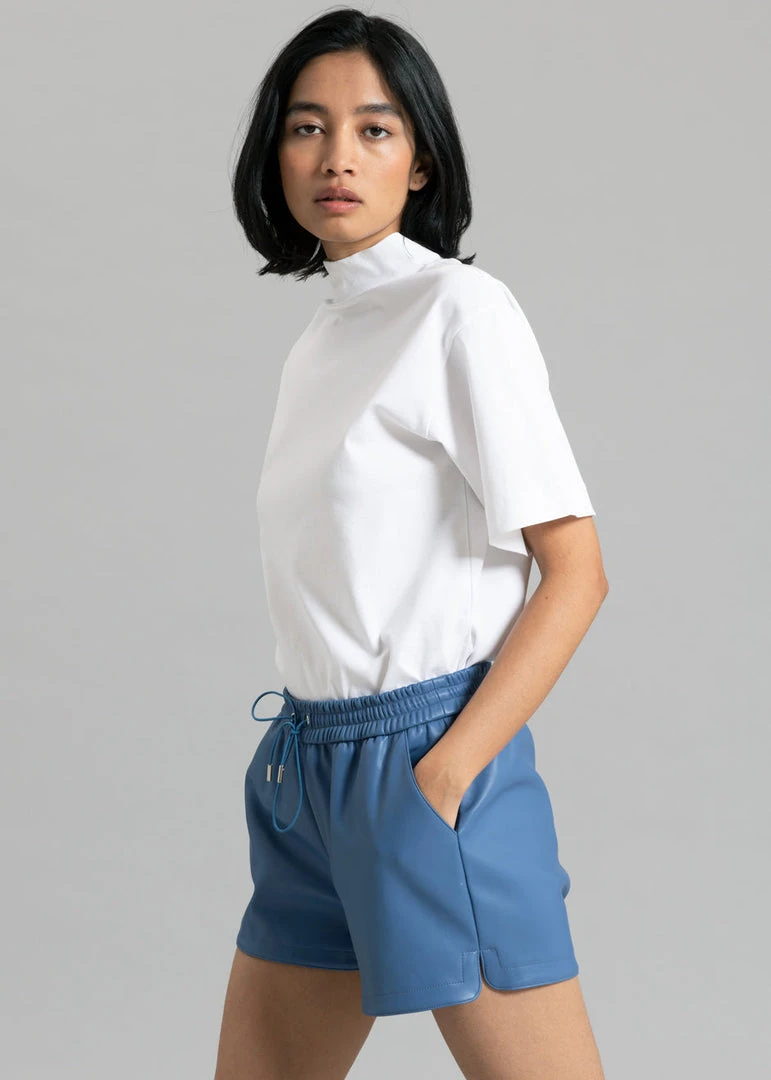 The Frankie Shop Sophia Faux Leather Shorts - Blue