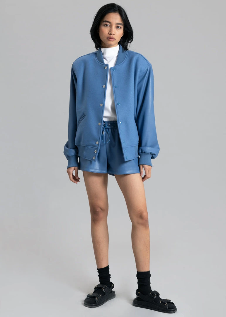 The Frankie Shop Sophia Faux Leather Shorts - Blue