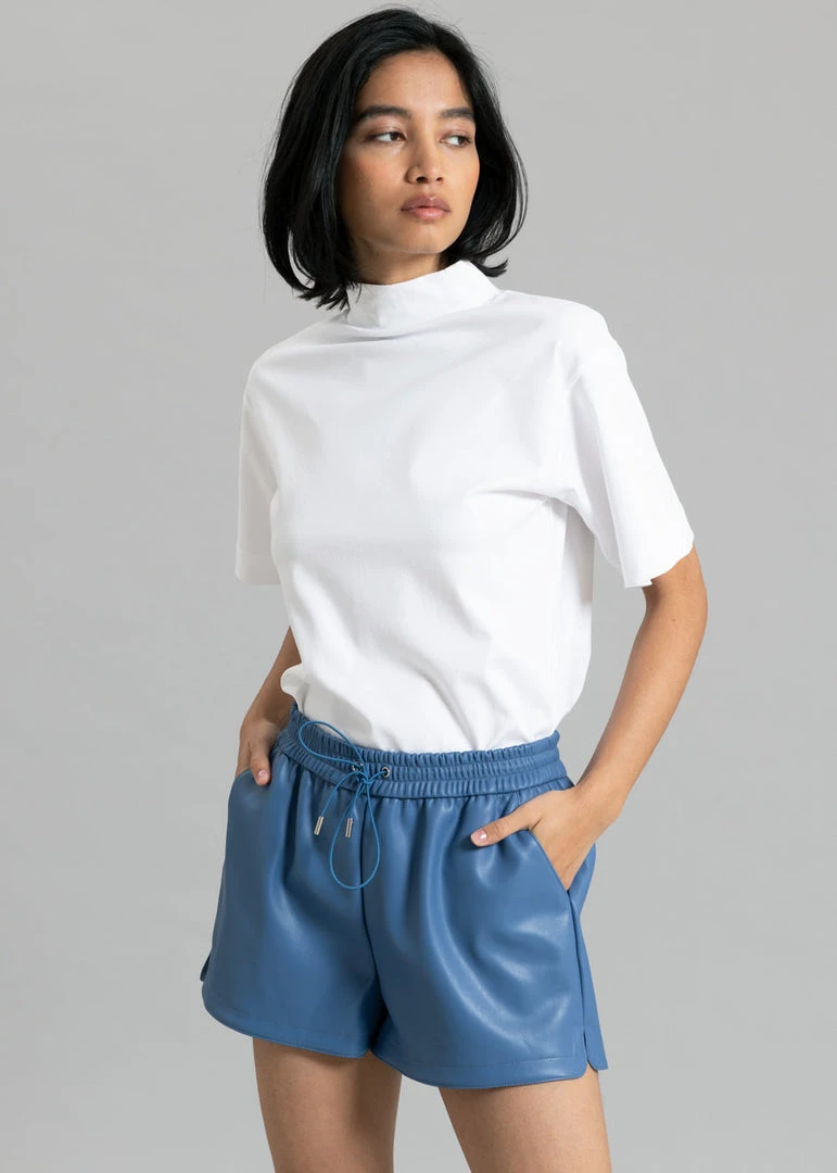 The Frankie Shop Sophia Faux Leather Shorts - Blue