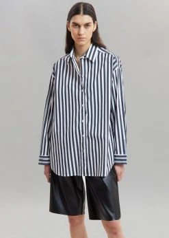 The Frankie Shop Sylvia Striped Oxford Shirt - Faded Black/White