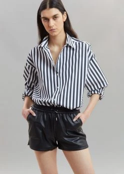 The Frankie Shop Sylvia Striped Oxford Shirt - Faded Black/White