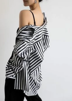 The Frankie Shop Sylvia Striped Oxford Shirt - Faded Black/White