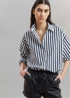 The Frankie Shop Sylvia Striped Oxford Shirt - Faded Black/White