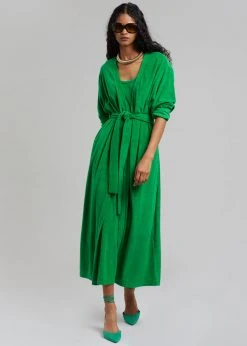 The Frankie Shop Taka Terry Duster Cardigan - Kelly Green
