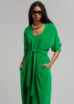 The Frankie Shop Taka Terry Duster Cardigan - Kelly Green