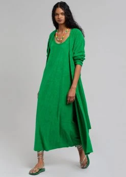 The Frankie Shop Taka Terry Duster Cardigan - Kelly Green