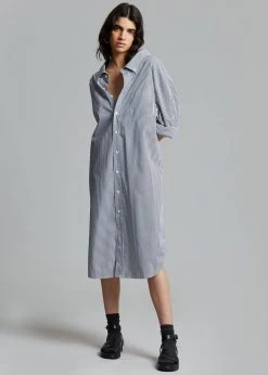 The Frankie Shop CLOTHING Talia Shirt Dress - Black/White Stripe