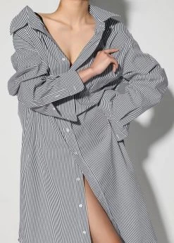 The Frankie Shop CLOTHING Talia Shirt Dress - Black/White Stripe