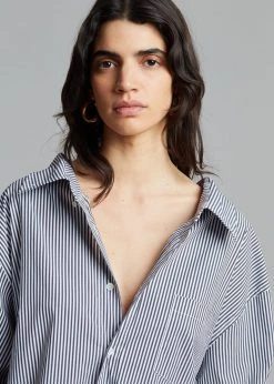 The Frankie Shop CLOTHING Talia Shirt Dress - Black/White Stripe