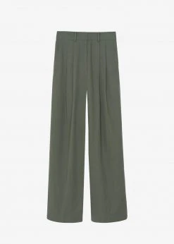 The Frankie Shop Tansy Cotton Pants - Olive CLOTHING