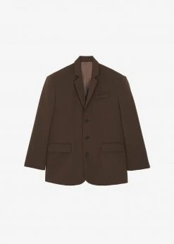 The Frankie Shop CLOTHING Tansy Oversized Blazer - Chocolate