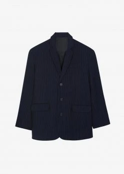 The Frankie Shop CLOTHING Tansy Oversized Blazer - Navy Pinstripe