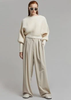 The Frankie Shop Tansy Pleated Trousers - Beige CLOTHING