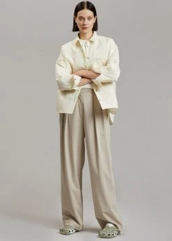 The Frankie Shop Tansy Pleated Trousers - Beige CLOTHING