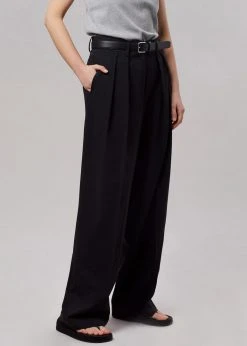 The Frankie Shop Tansy Pleated Trousers - Black