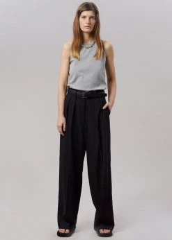 The Frankie Shop Tansy Pleated Trousers - Black