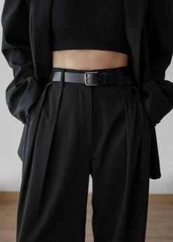 The Frankie Shop Tansy Pleated Trousers - Black