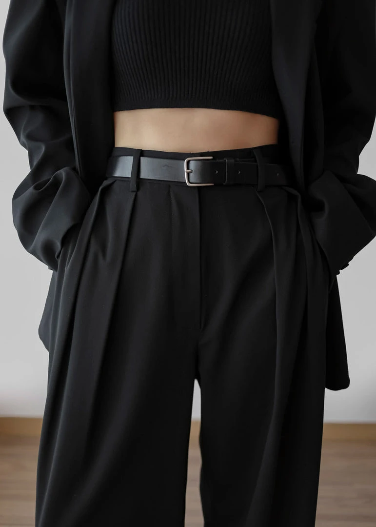 The Frankie Shop Tansy Pleated Trousers - Black