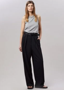 The Frankie Shop Tansy Pleated Trousers - Black