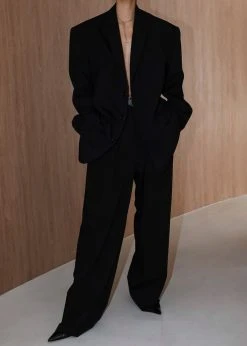 The Frankie Shop Tansy Pleated Trousers - Black