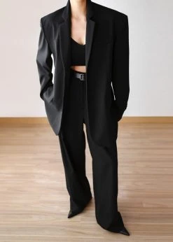 The Frankie Shop Tansy Pleated Trousers - Black