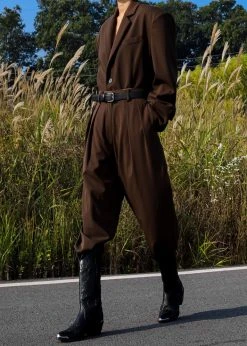 The Frankie Shop CLOTHING Tansy Pleated Trousers - Chocolate