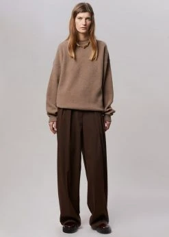 The Frankie Shop CLOTHING Tansy Pleated Trousers - Chocolate