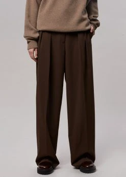 The Frankie Shop CLOTHING Tansy Pleated Trousers - Chocolate