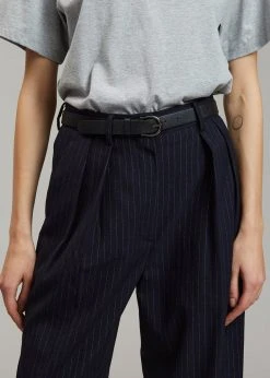 The Frankie Shop Tansy Pleated Trousers - Navy Pinstripe CLOTHING