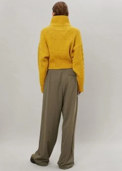 The Frankie Shop Tansy Pleated Trousers - Olive CLOTHING