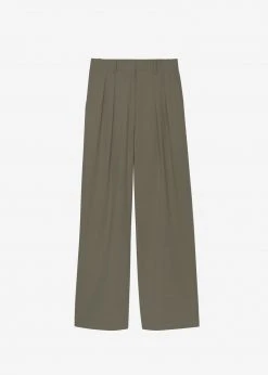 The Frankie Shop Tansy Pleated Trousers - Olive CLOTHING