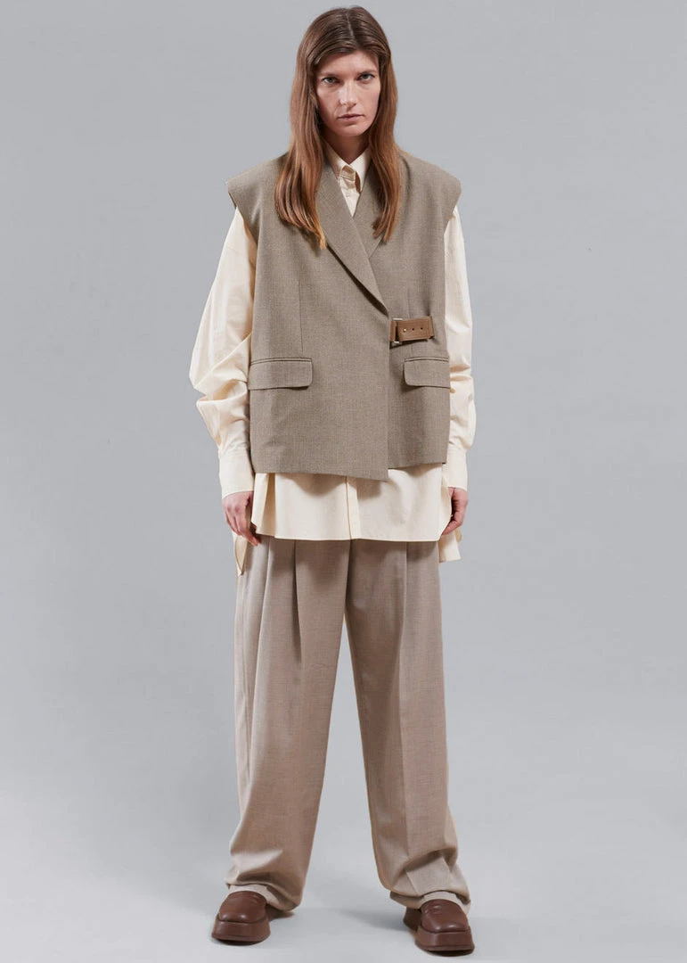 The Frankie Shop CLOTHING Tapiro Belted Vest - Beige Melange