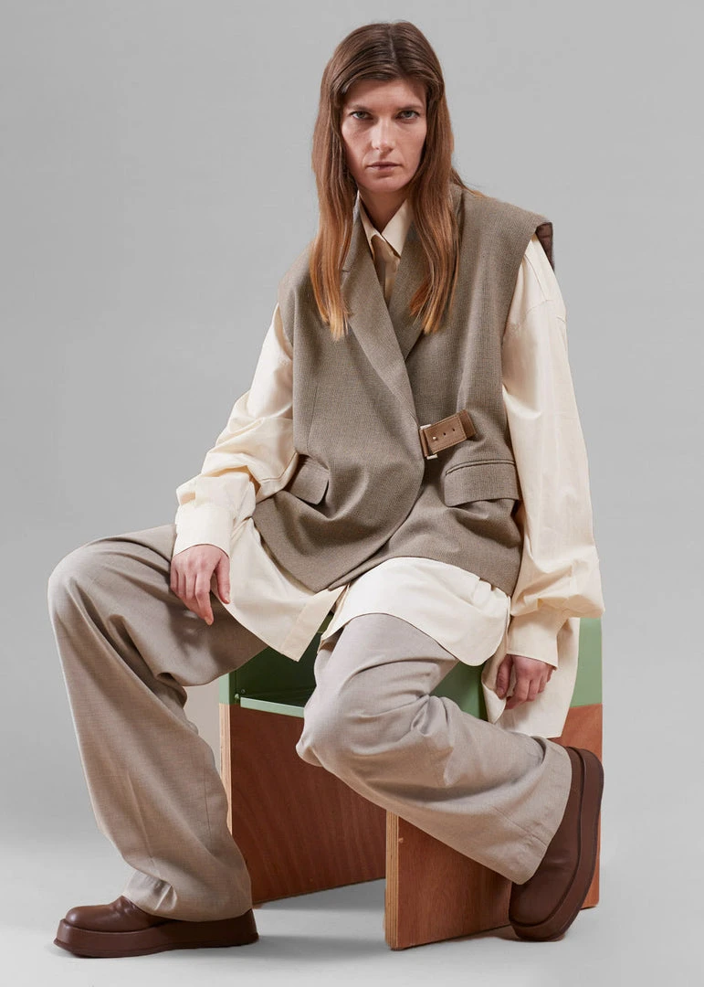 The Frankie Shop CLOTHING Tapiro Belted Vest - Beige Melange