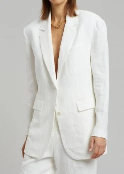 Blossom Tara Linen Blazer - Off White CLOTHING