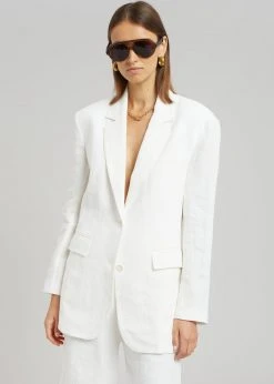 Blossom Tara Linen Blazer - Off White CLOTHING
