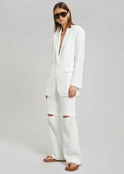 Blossom Tara Linen Blazer - Off White CLOTHING