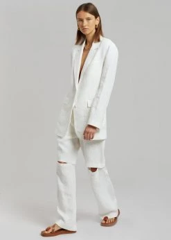 Blossom Tara Linen Blazer - Off White CLOTHING