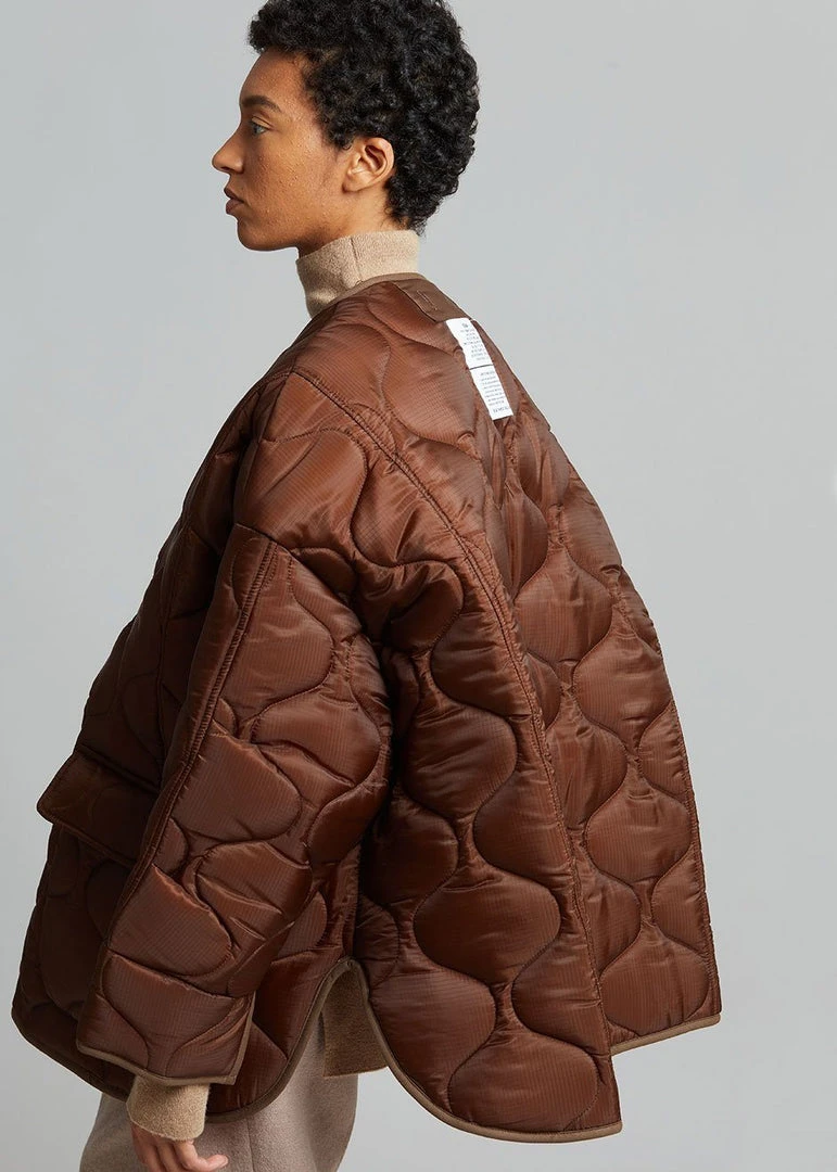 The Frankie Shop CLOTHING Teddy Quilted Jacket - Chocolate